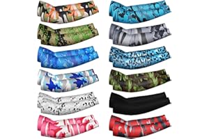 Xuhal 12 Pairs Arm Sleeves for Kids Baseball Compression Sleeve Camouflage UV Sun Protection Cooling Arm Cover for Boys Girls