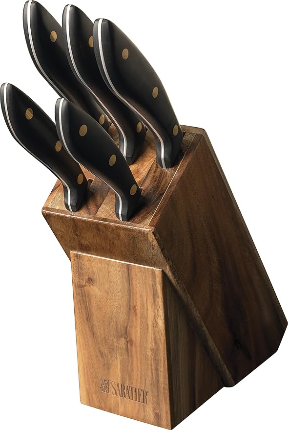 Sabatier 5Piece Carbon Steel Knife Block Set, Noir/Black Amazon.co.uk