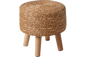 YMYNY Foot Stool Natural Seagrass Hand Weave, 12.6" Small Ottoman, Round Footrest for Living Room, Bedroom, Entryway, Change 