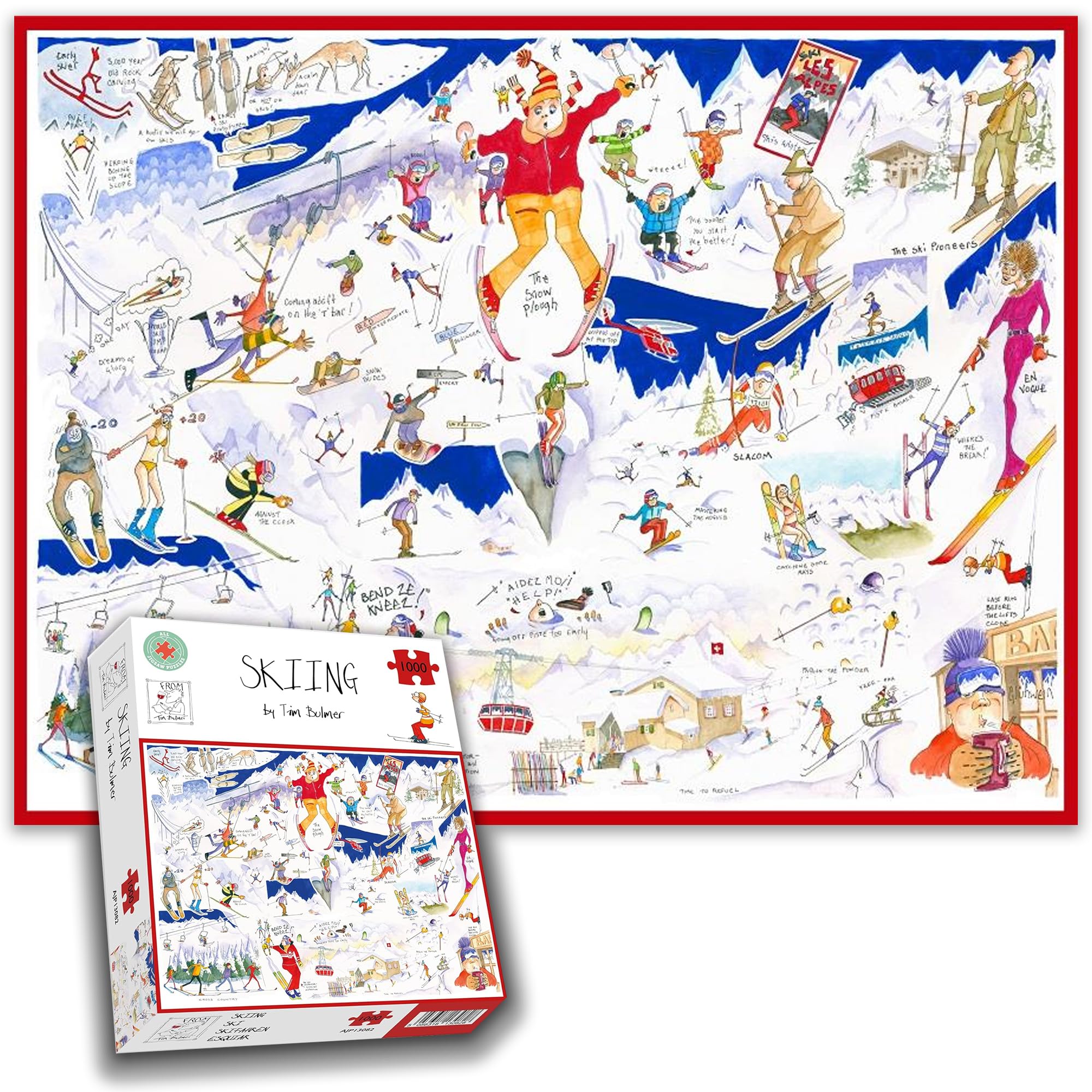 All Jigsaw Puzzles - Skiing By Tim Bulmer - 1000 Piece Puzzle For Adults, Large Puzzle 66cm X 50cm In Size. Challenging To Complete But Fun And Humorous
