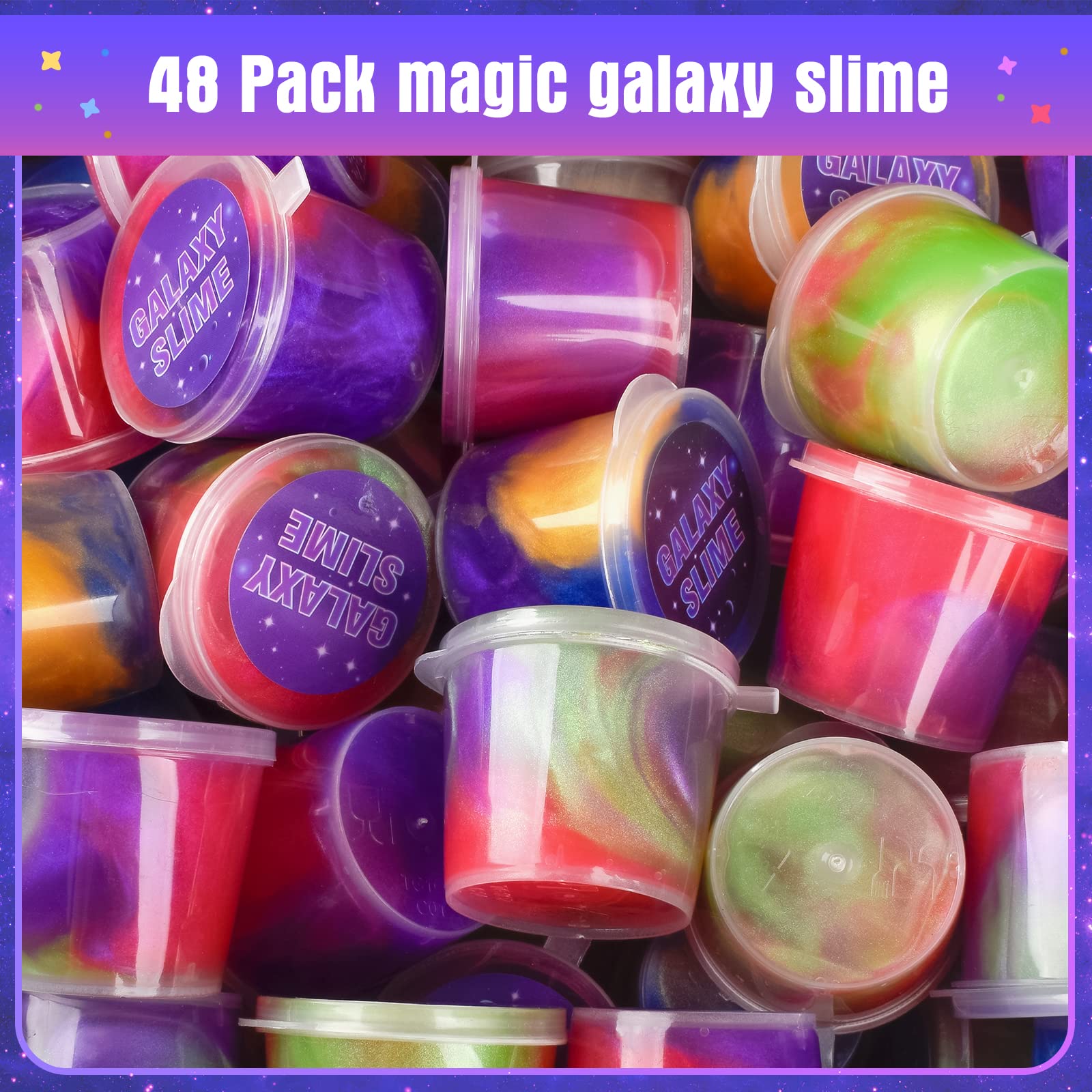 48 Pack Galaxy Easter Slime kit for Kids, Mini Making Slime Bulk Party Favor, Slime Putty Toy for Girls and Boys for Sensory and Tactile Stimulation, Prize, Goodie Stuffers for Kids, Soft Non-Sticky