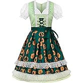 ReliBeauty Oktoberfest Outfits Women Dirndl Dresses Traditional Oktoberfest Costume 3 Piece
