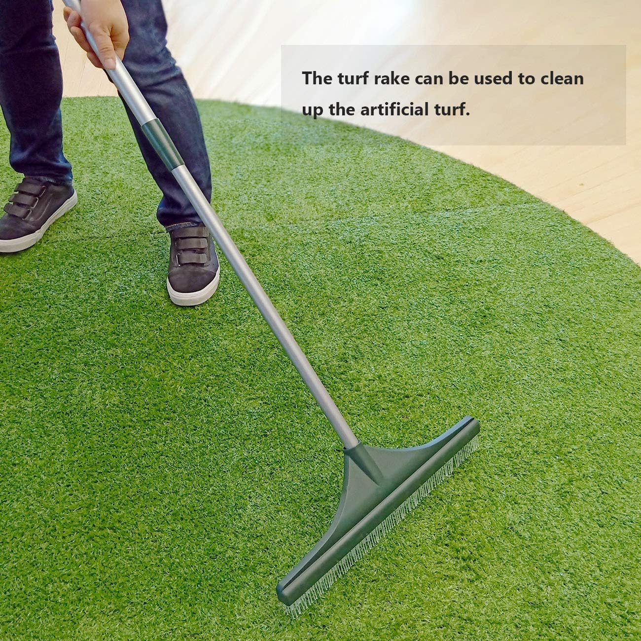 ORIENTOOLS Turf Rake, Ergonomic Adjustable Lightweight Steel Handle, Plastic Head with PA Brush, 32 to 52 inches, Carpet Rake : Garden & Outdoor
