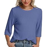 MAGICATELIER Women Fall Outfits Sweaters Tunic Tops Loose Fit Dressy 3/4 Sleeve Crew Neck Business Casual Blouses Shirts 2026