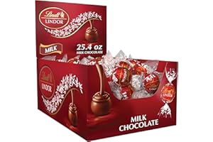 Lindt LINDOR Milk Chocolate Candy Truffles, Milk Chocolate with Smooth, Melting Truffle Center, 25.4 oz., 60 Count