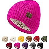 Unisex Satin Lined Beanie Warm Winter Hat Silk Lined Beanie for Women Men Knit Slouchy Hat