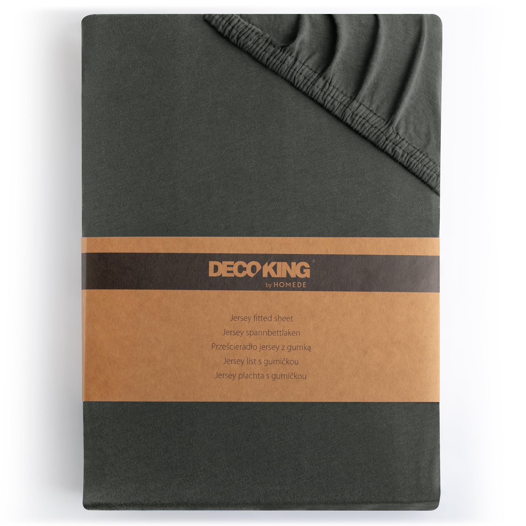 DecoKing Fitted Sheet King 100% Combed Cotton Soft Jersey Bed Sheet 140x200-160x200 cm Dimgray Amber — image 1