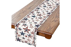 SIILUES 4th of July Table Runner, 4th of July Decorations for Home Stars Memorial Day Decor Blue Red Patriotic Decor for Home Independence Day Indoor Ourdoor Party Table Decorations (13'' x 72'')