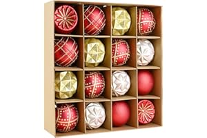 AOWUTUS 16PCS Christmas Balls Ornaments - 2.36in Red and Gold Christmas Tree Decorations, Shatterproof Hanging Balls for Christmas Xmas Tree Holiday Wreath Decor(Red & Gold)