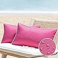 Phantoscope Pack of 2 Outdoor Waterproof Throw Pillow Covers Decorative Square Outdoor Pillows Cushion Case Patio Pillows for