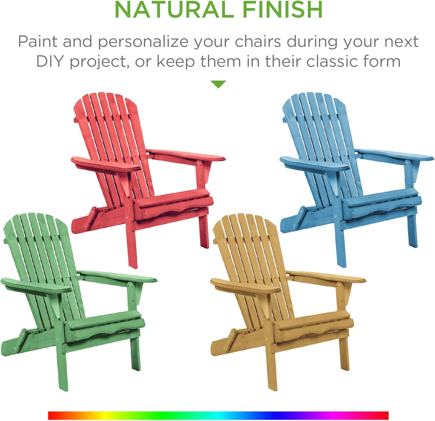 Best Choice Products Folding Wooden Adirondack Lounger Chair Accent Furniture w/Natural Finish, Brown : Garden & Outdoor