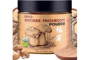 EGCINA 7.05Oz Organic Dried Shiitake Mushroom Powder - 100% Organic USDA Pure Natural Mushroom Seasoning, Mushroom Powder for Cooking, Ramen, Soups, and Mushroom Coffee, No Additives, Natural Vegan and Gluten-Free