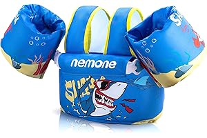 NEMONE Toddler Swim Vest for 22-70 lbs Kids Floaties Swim Jacket with Arm Water Wings for Girls Boys 2 3 4 5 6 7 Years Old Sea Beach Pool