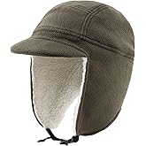 Connectyle Men's Sherpa Lined Warm Winter Hats with Visor Windproof Earflap Hat Outdoor Thermal Skull Cap Trapper Hat