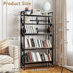 ybaymy Book Carts with Wheels Library Rolling Book