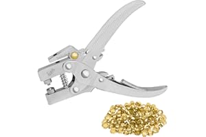KURTZY 3/16 Inch Grommet Metal Tool - Eyelet Hole Punch Pliers Kit with 100 Eyelets - 7.2mm Gold Metal Grommets - Plier Puncher Set for Fabric, Leather, Belts, Canvas, Shoes, Bags and Craft Supplies