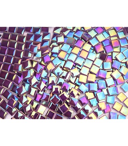 thumbnail image 2 of 225-Piece Crystal Glass Mosaic Tiles (1x1 Cm) - Purple Square Tiles For DIY Crafts, Home Decor 2 of 11