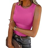 ANRABESS Womens Sleeveless High Neck Tank Tops Fashion Summer Casual Basic Slim Fit Ribbed Racerback Top Shirt Clothes