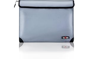 FUNOWLET Fireproof Waterproof Money Document Bag - with 4200°F Heat Insulated Safe Storage Pouch with Zipper Upgraded 8 Layers of Functional Material for Valuables (13.9"x10.6" Gray)