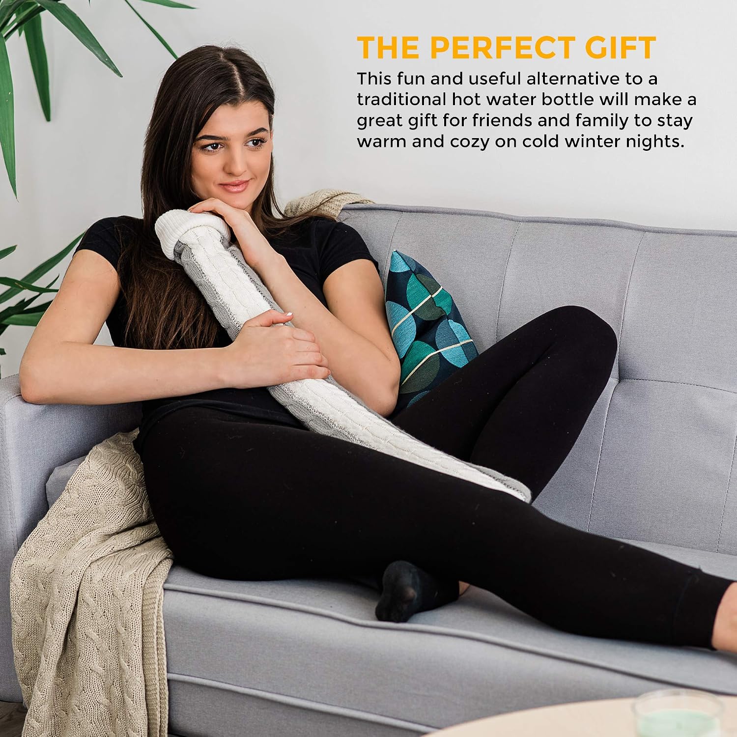 LIVIVO 2L Extra Long Hot Water Bottle with Cover UK, Large Hot Water Bottles for Adults Winter Warmth & Stress Relief - Image 5