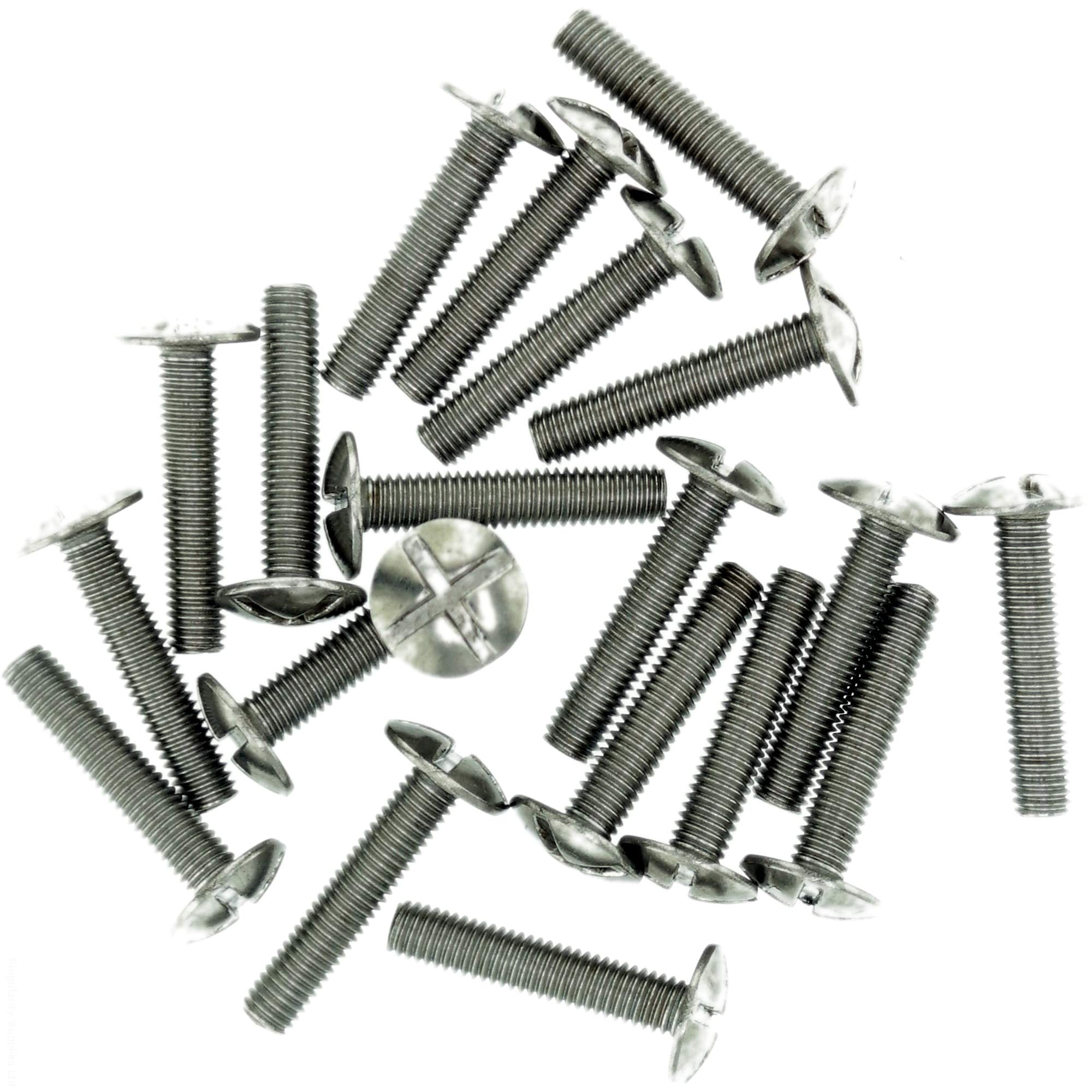 M4 (4mm x 40mm) Slot Mushroom Machine Screw (Bolt) (Crossed) - Stainless Steel (A2) (Pack of 20)