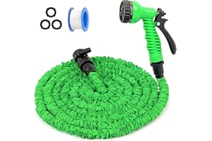 XERGUR Expandable Garden Hose Water Pipe: Lightweight Water Hose with 7 Function Hose Nozzle, Flexible Magic Hoses for Gardening Washing, Expandable Garden Hose 50FT
