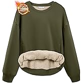 SANTINY Women's Fleece Sherpa Lined Sweatshirt Warm Winter Pullover Sweaters Cozy Thick Crewneck Sweatshirts with Pockets