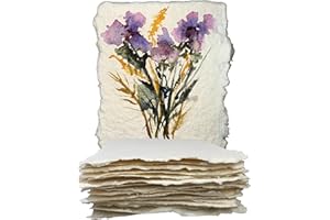 Wanderings Thick Handmade Watercolor Paper with Deckled Edge - 4x6"/ 10.5x15 cm - 500GSM Premium Ivory Cold-Pressed Textured 