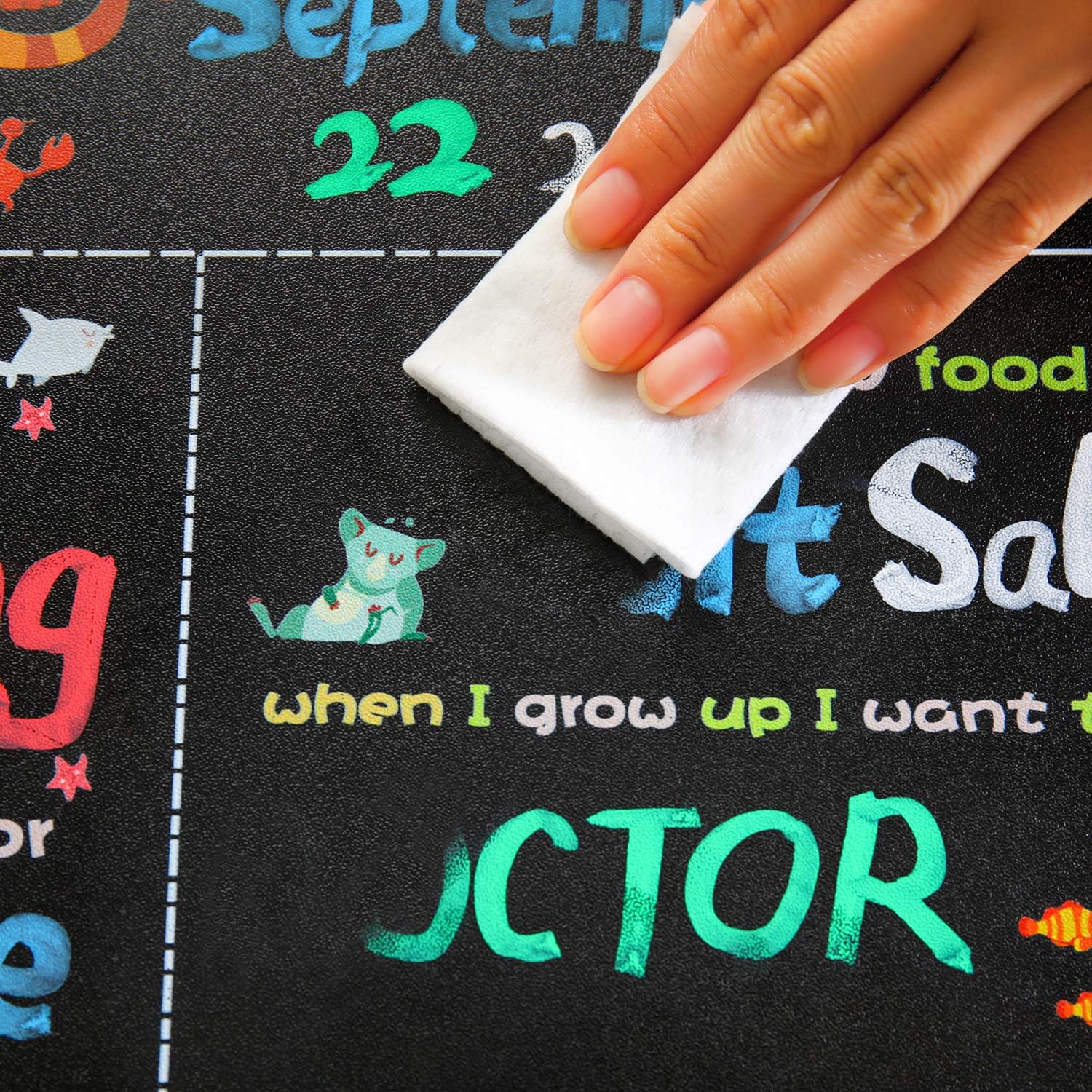 WONFUlity First Day of School Chalkboard 1st & Last Day of School Chalkboard Sign, Back to School Double-Side Reusable Board with Waterproof 12" × 10" Photo Prop, Fox Theme : Office Products