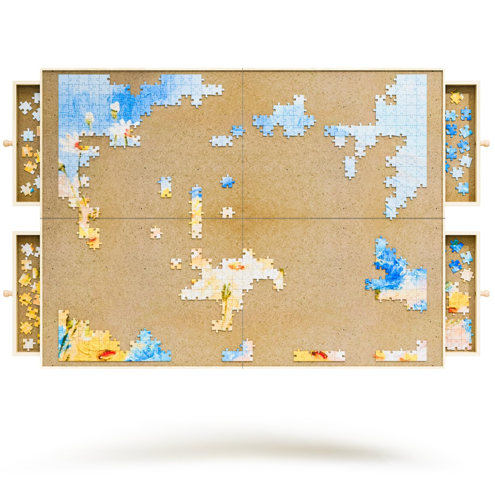 Photo 1 of 1500 Piece Rotating Puzzle Board, 25"x33" Jigsaw Puzzle Table with Drawer Storage and Puzzle Cover?Portable Puzzle Board for Adults