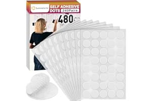 SUMMERBRITE Dots with Adhesive, 3/4 Inch Round Hook and Loop Fastener, Self Adhesive Circle Sticky Sticker Dots for Home Office School Car and DIY Crafting White