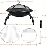 Yaheetech Fire Pit Portable Folding Firepit with Grill 54 cm Dia Black view 4