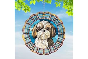 44MEMORY Shih Tzu Yard and Garden Wind Spinner, Unique 3D Hanging Shih Tzu Wind Spinner