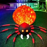 10FT Halloween Inflatables Spider Outdoor Decoration for Yard, Giant Blow Up Crawling Spider with LED Rotating Flame, Large Spider Prop for Halloween Party Garden Lawn Patio Outside House Window Decor
