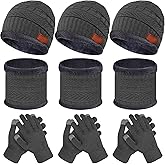 JaGely 9 Pcs Kids Winter Hat Glove Scarf Set Toddler Knit Beanie Cap Warm Neck Warmer Scarf Touchscreen Glove for 5-14 Years