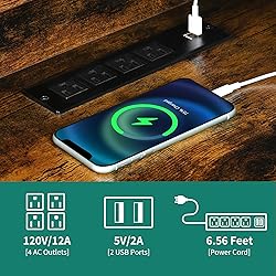YITAHOME L Shaped Desk with Power Outlets & LED