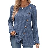 Buauty Womens Long Sleeve Sweaters Round Neck Side Split Tunic Tops for Womens Fall Fashion Sweaters Trendy 2025