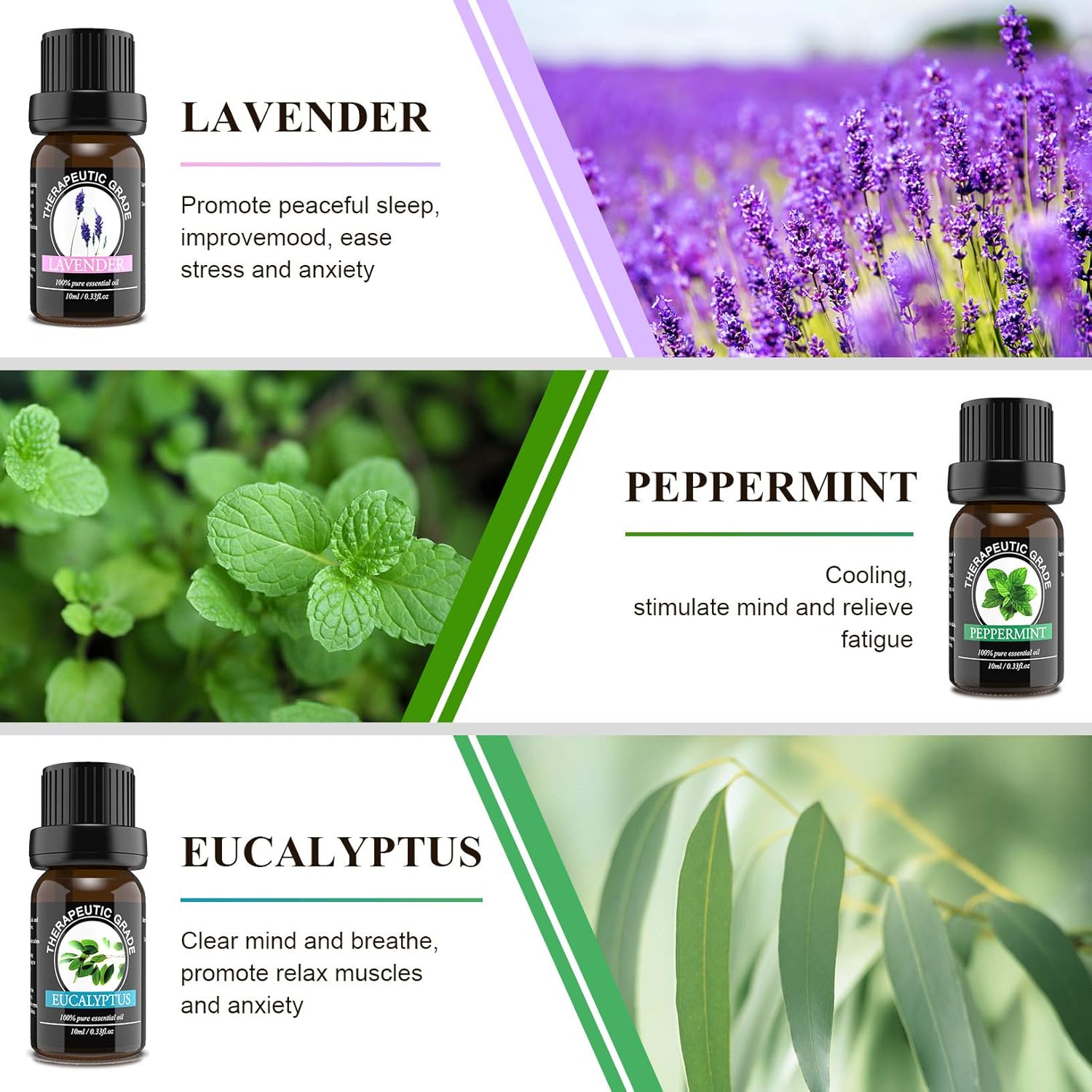 Essential Oils Top 6 Gift Set - Aromatherapy Diffuser Blends Oils for Humidifier, Breathe, Sleep, Skin & Hair Care, Muscle Relief, Anxiety Relief - New Model: Health & Personal Care