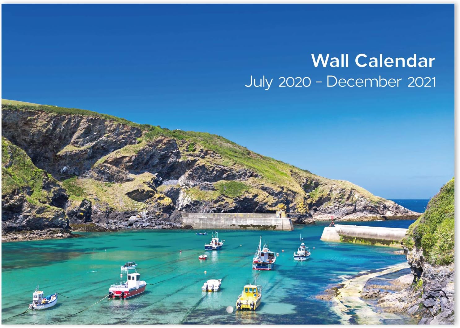 2020-2021 Calendar - 18 Monthly Wall Calendar, 8.5“ x 11.5"(Opened), Jul. 2020 - Dec. 2021,"by The Sea", Sea Blue