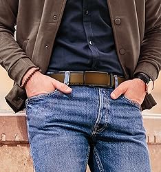 KEMISANT Men Belt 2 Pack, Leather Ratchet Belt Easy