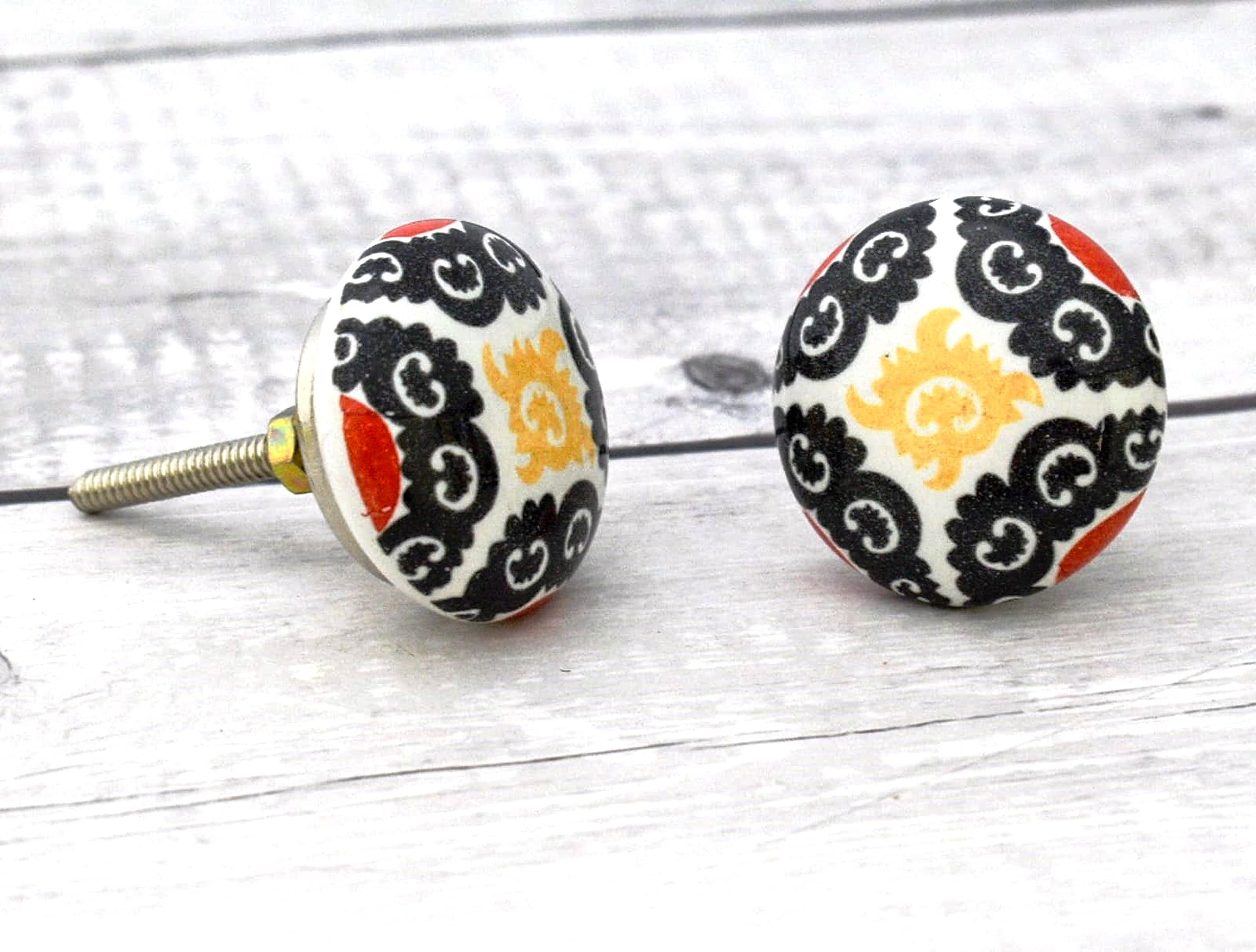 ARTISNO Ceramic Knobs Kitchen Cabinet Drawer Knobs Hardware Knobs Handmade Knobs Cabinet Knobs Ceramic Door Knobs. Set of 10 (Multi_107)