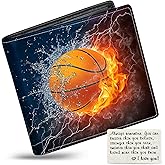 Boys Wallet for Kids, Teen Boy Basketball Wallets 9-12 8-10 8-12, Cool Novelty Leather Bifold Rfid Blocking Purse Coin Pocket Zipper Id Window for Children Male Youth Guys Birthday Christmas Gifts