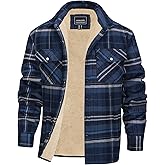 EKLENTSON Men's Flannel Shirt Jacket Thick Fleece Lined Jackets Plaid Sherpa Jacket Cotton Winter Jackets With 5 Pockets