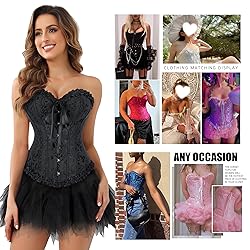 frawirshau Corsets for Women Lace Up Overbust Black