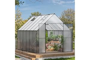 BENASS Greenhouse for Outdoors 8X12 FT,Heavy Duty Polycarbonate Greenhouses, Large Walk-in Greenhouse with Roof Vent, Aluminum Hot House for Garden & Backyard
