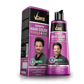 VCare Shampoo Hair Color, Black, 180 ml