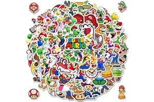 MOQIAN 100Pcs Mario Stickers, Cartoon Game Mario Stickers for Kids, Mario Bros Decal Gifts, Waterproof Vinyl Stickers for Teen Adut Water Bottle, Laptop, Skateboard