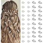 YISSION 40 Pcs Mini Rhinestone Hair Clips Tiny Pearl Hair Clips Decorative Hair Clips Sparkly Crystal Hair Pins Silver White Hair Clips Wedding Bridal Hair Accessories for Girls Women