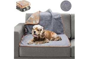 YUEPET Waterproof Dog Blankets, 2 Pack Washable Dog Blankets for Bed Couch Sofa Protector Fleece Flannel Puppy Blanket Soft Plush Reversible Throw Blanket for Medium Large Dog Cat 40"×30"(Grey+Coffee)