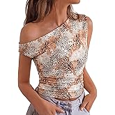 BTFBM Spring Tops for Women Trendy Off The Shoulder Top Going Out T Shirts Casual Floral Blouses Summer Outfits 2026